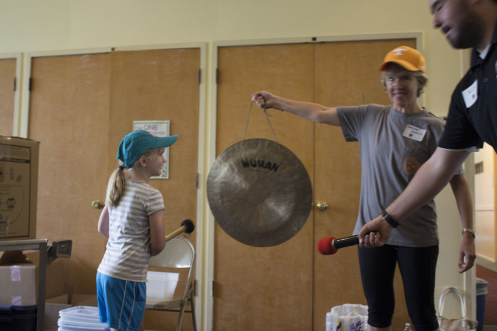 Each time we packaged 1,000 meals, one of our younger volunteers would ring a gong.